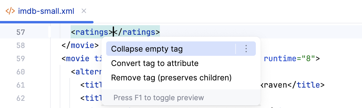 Collapse an empty tag