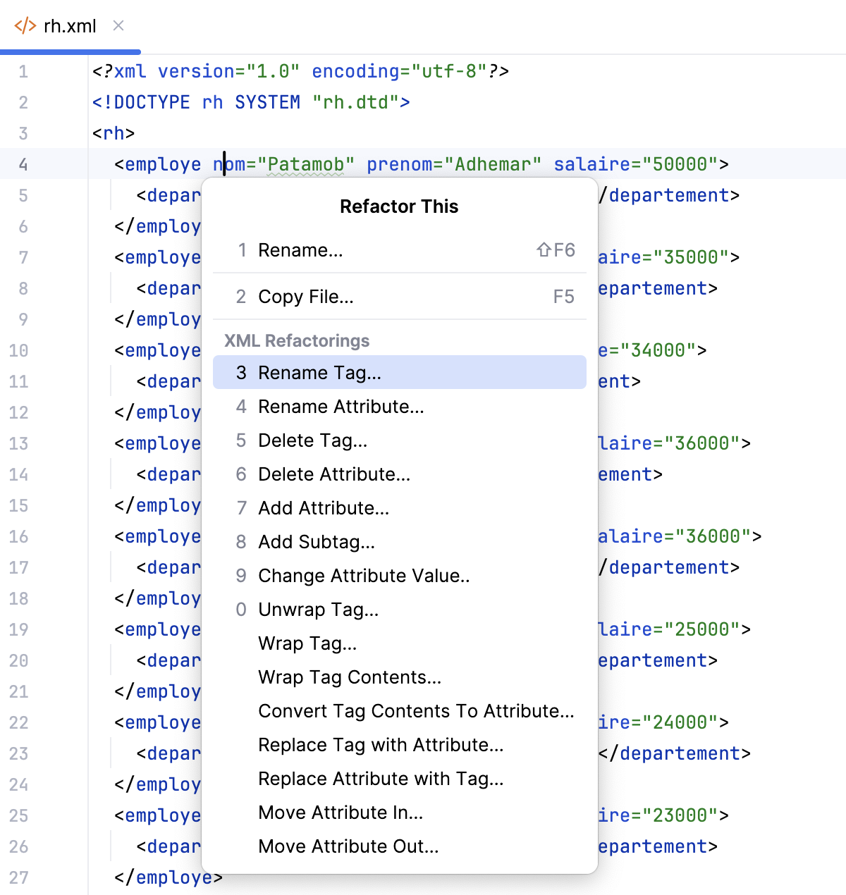 Invoke XML refactoring