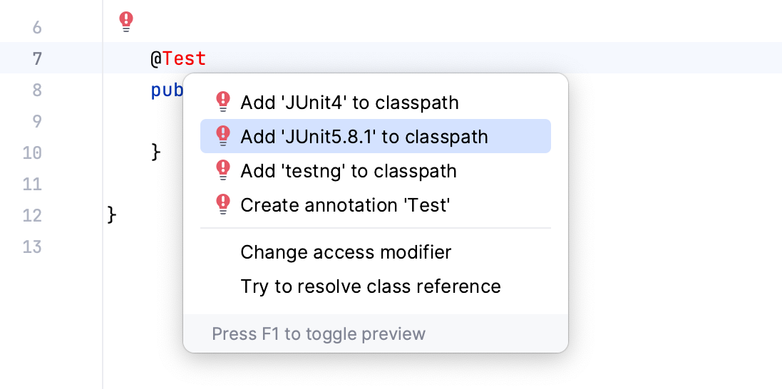Adding a missing library via quick-fix Adding a missing library via quick-fix