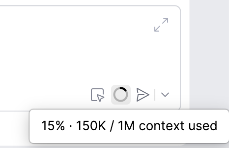 Context indicator showing how much of the model's context window the current session has used Context indicator showing how much of the model's context window the current session has used
