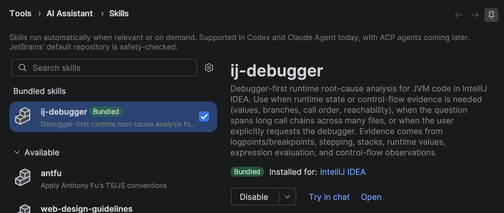 The ij-debugger skill The ij-debugger skill