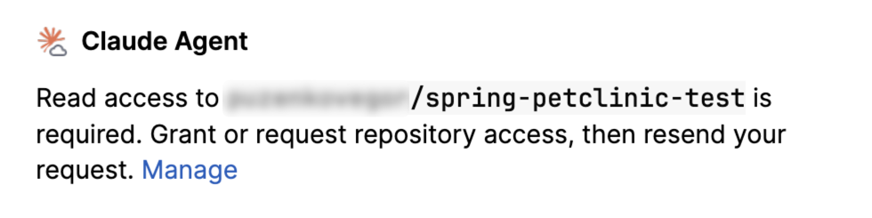 A prompt in AI Chat asking to grant or request read access to a repository before a cloud agent can run a task