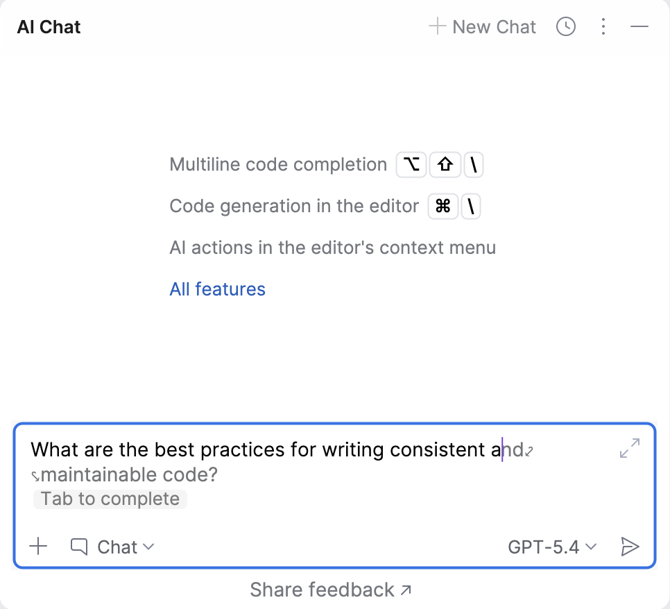AI-generated code suggestion in AI Chat