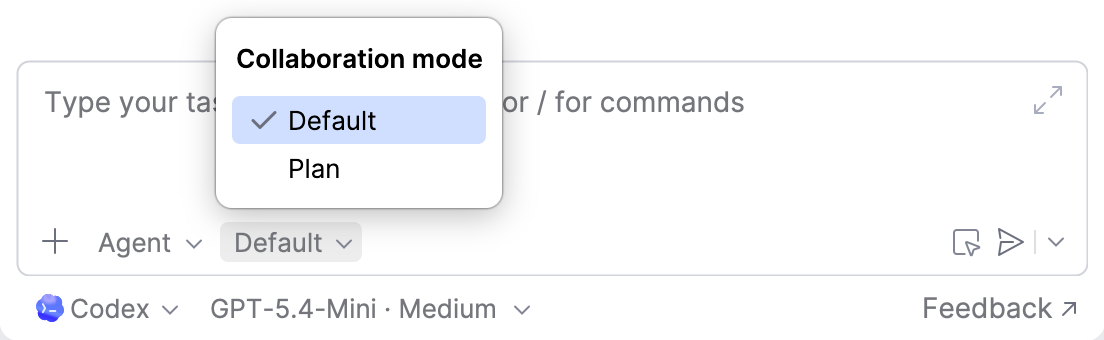 Collaboration mode selector Collaboration mode selector