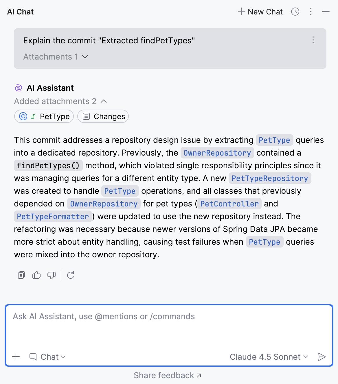AI Assistant explains commit AI Assistant explains commit