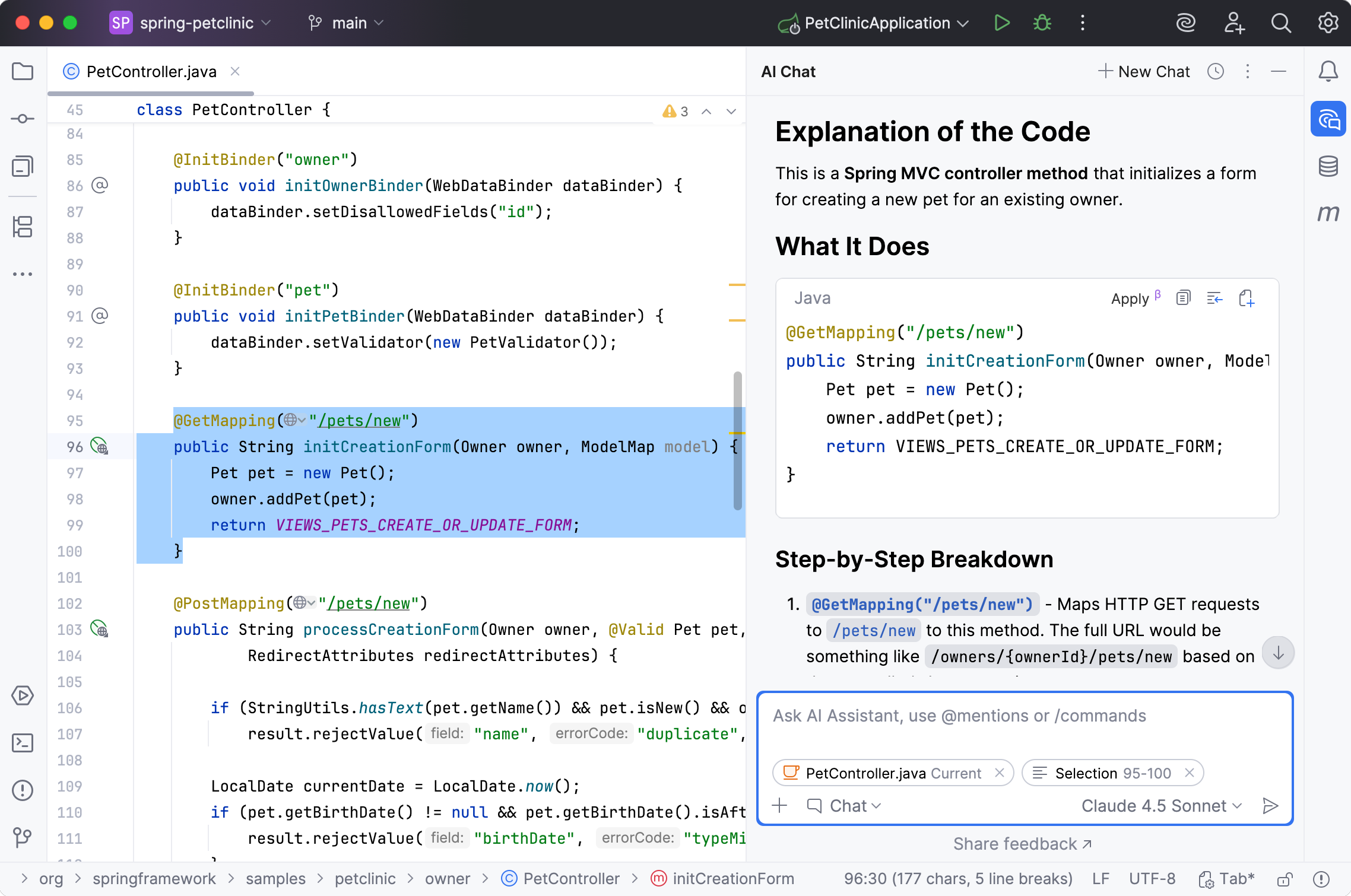 AI Assistant explains code AI Assistant explains code