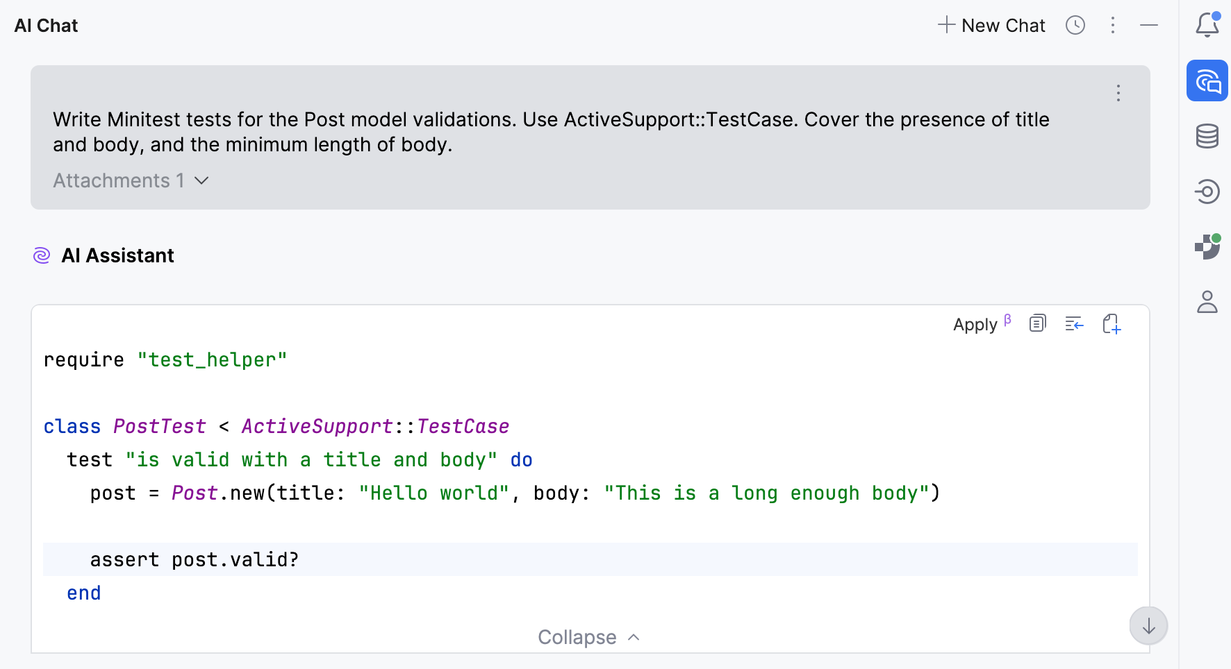 AI Assistant generated tests AI Assistant generated tests