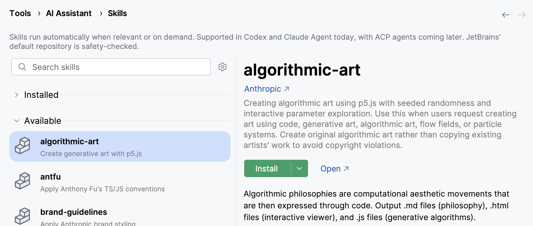 IDE レベルでスキルをインストールする IDE レベルでスキルをインストールする
