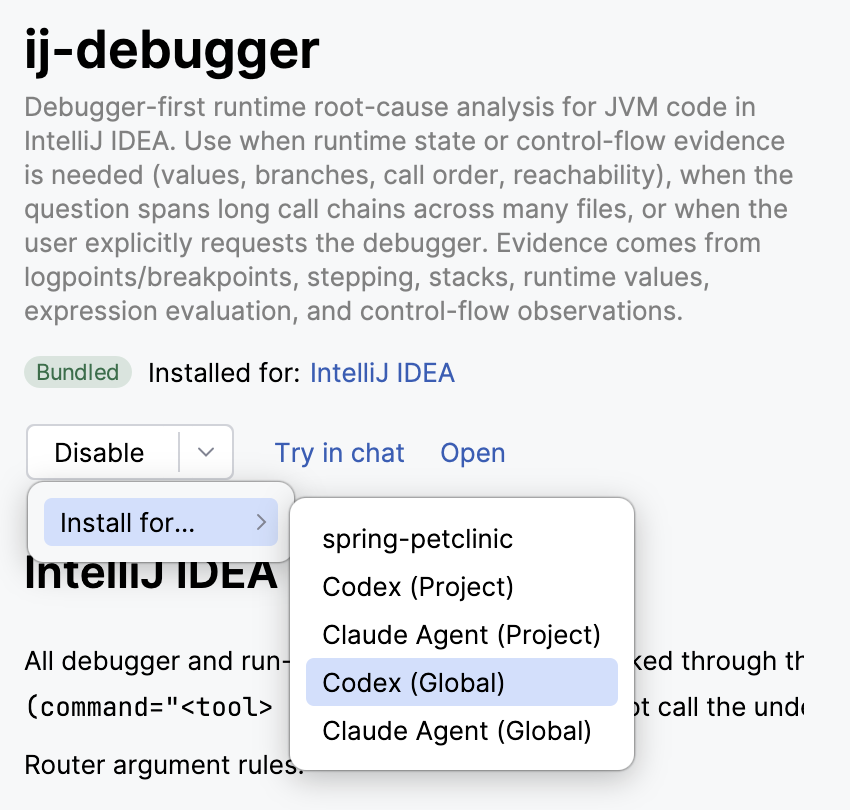Install the ij-debugger skill for an external client Install the ij-debugger skill for an external client