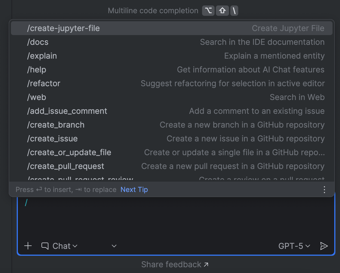 List of commands available on the MCP server List of commands available on the MCP server