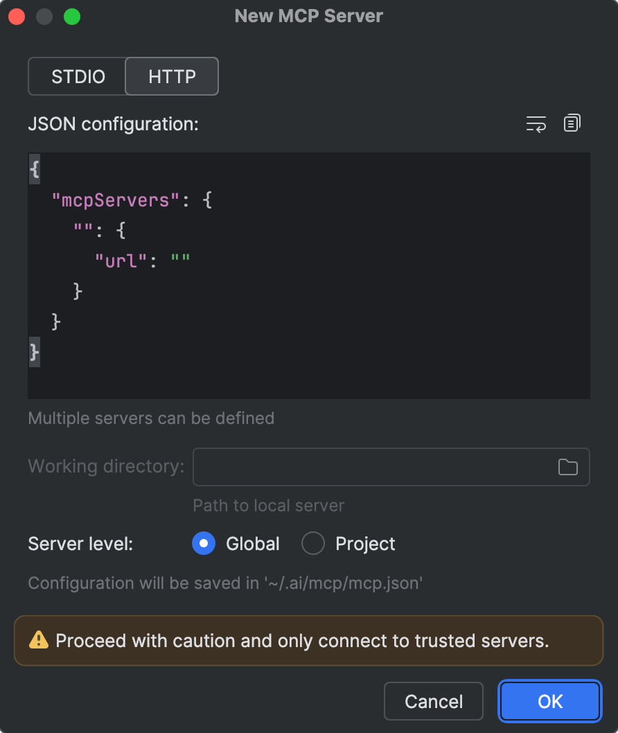 Connect to the server over HTTP Connect to the server over HTTP