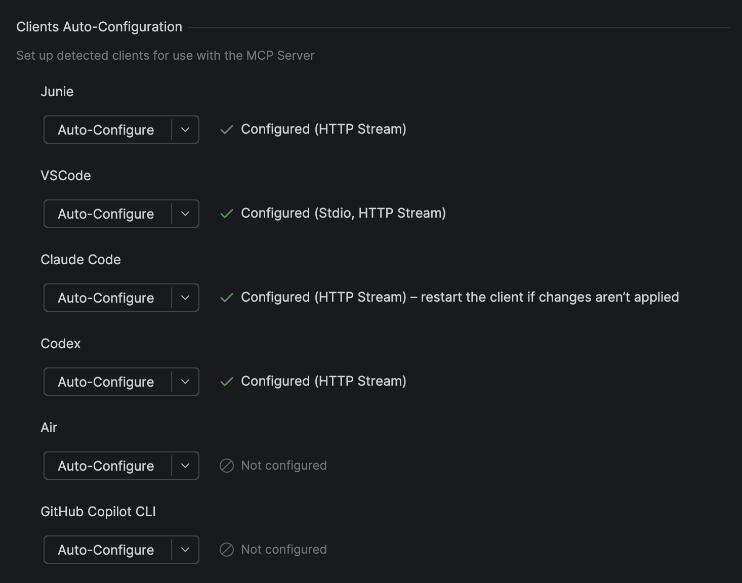 MCP Server settings MCP Server settings