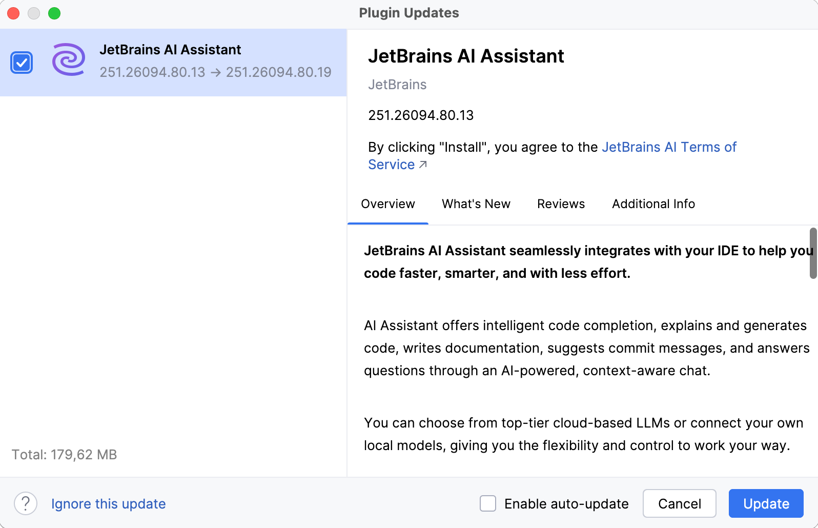 プラグインのアップデートダイアログ プラグインのアップデートダイアログ