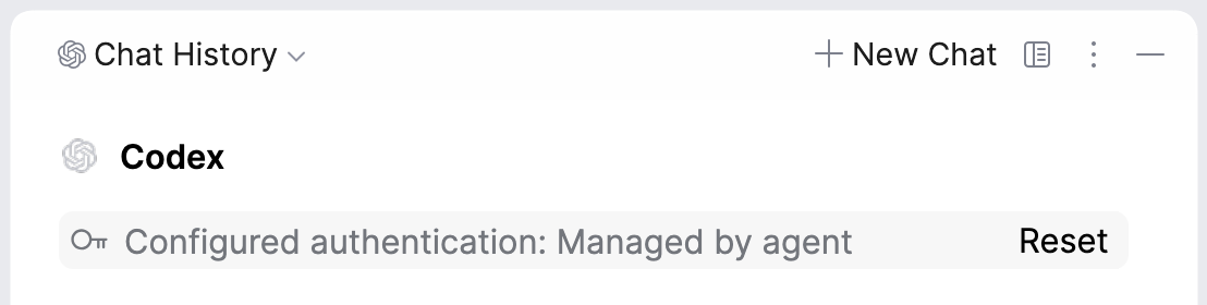 The Reset button located in the Configured authentication item in the beginning of the conversation The Reset button located in the Configured authentication item in the beginning of the conversation