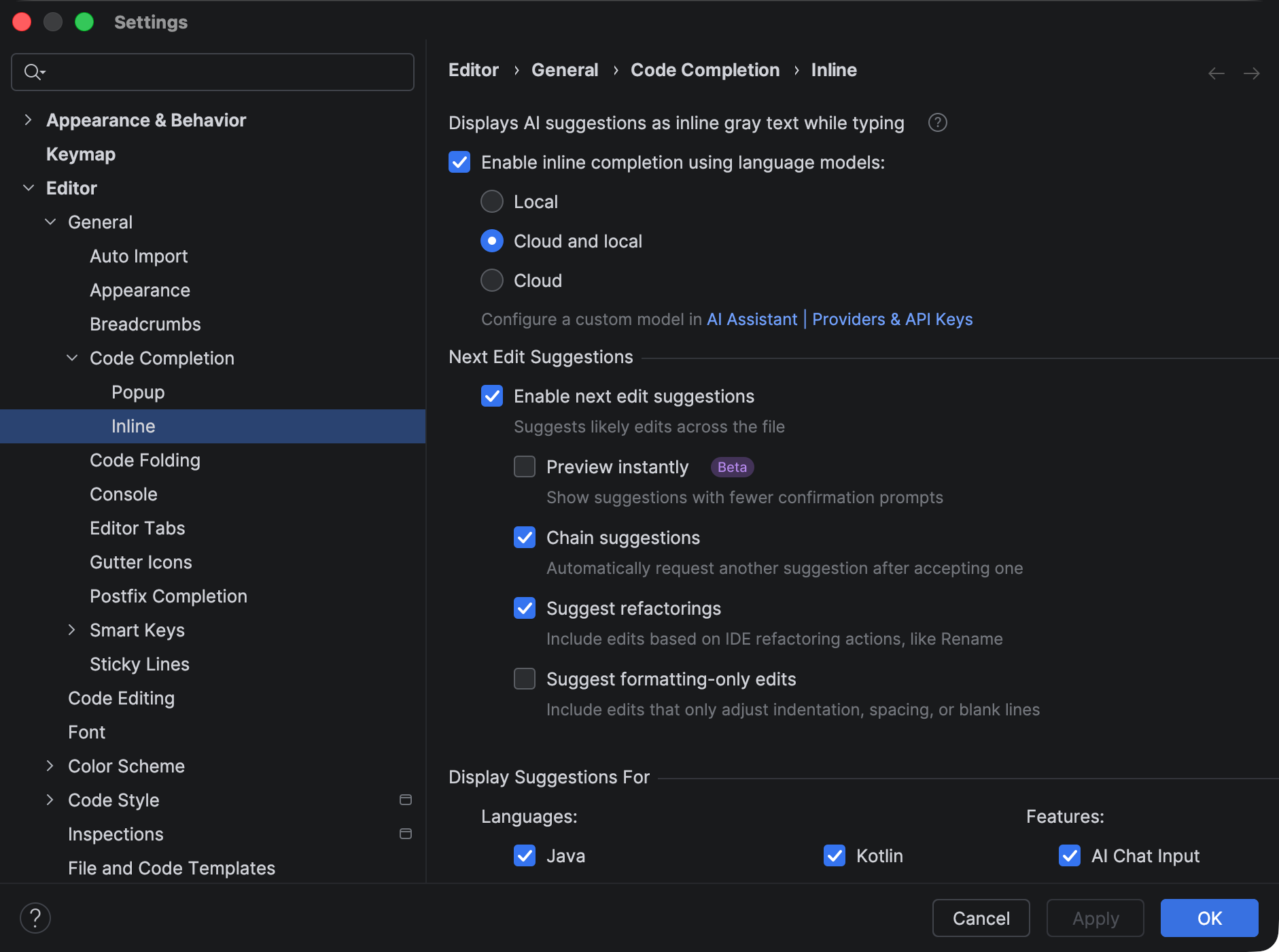 代码补全 | AI Assistant 文档