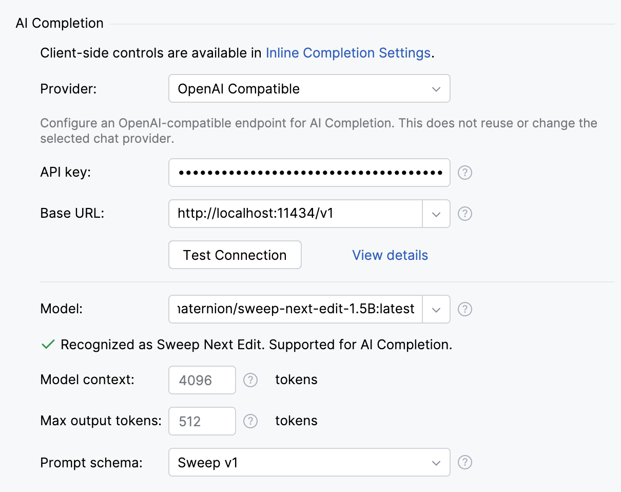 Configure the third-party provider for AI completion features Configure the third-party provider for AI completion features
