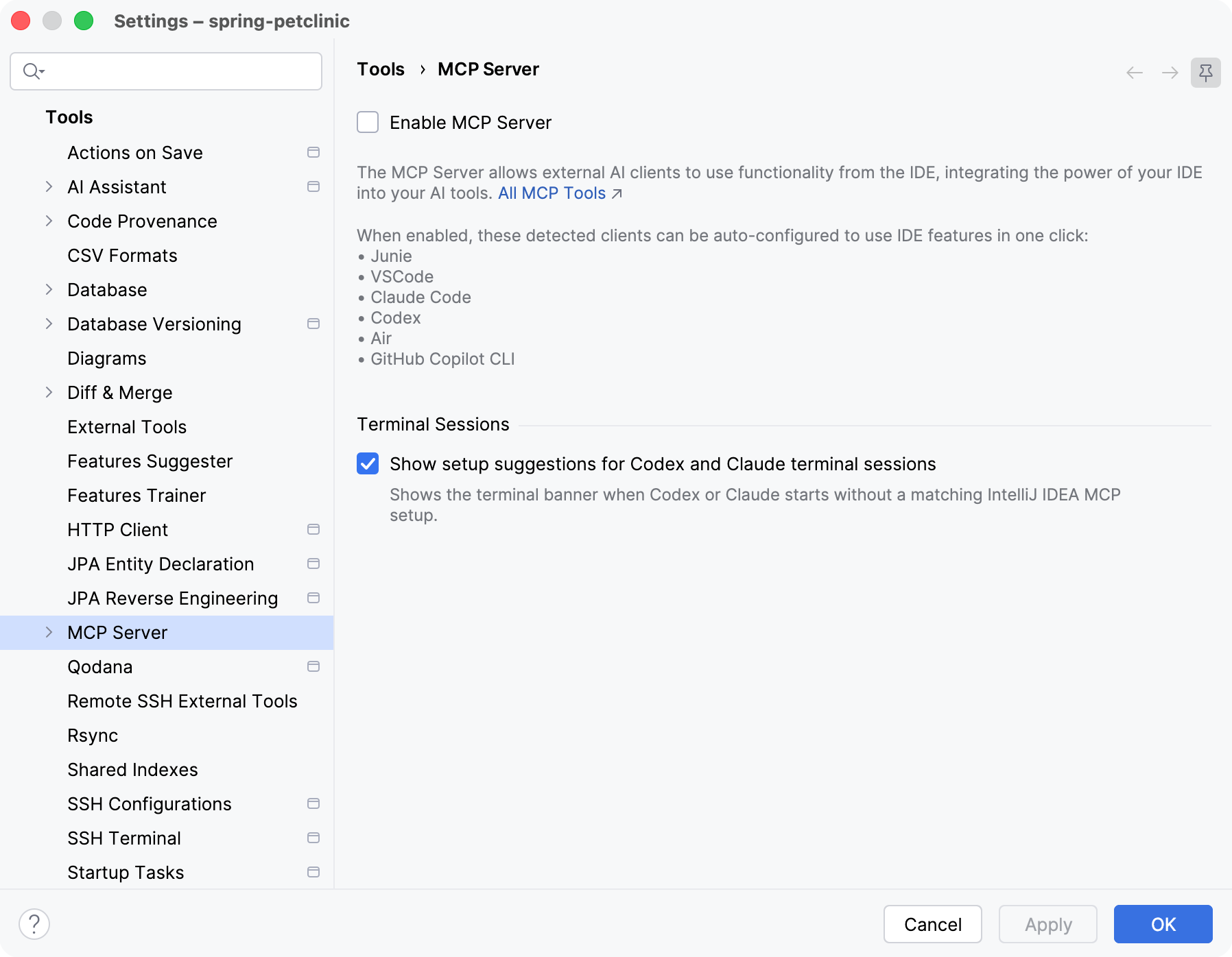 Select the Enable MCP Server checkbox Select the Enable MCP Server checkbox