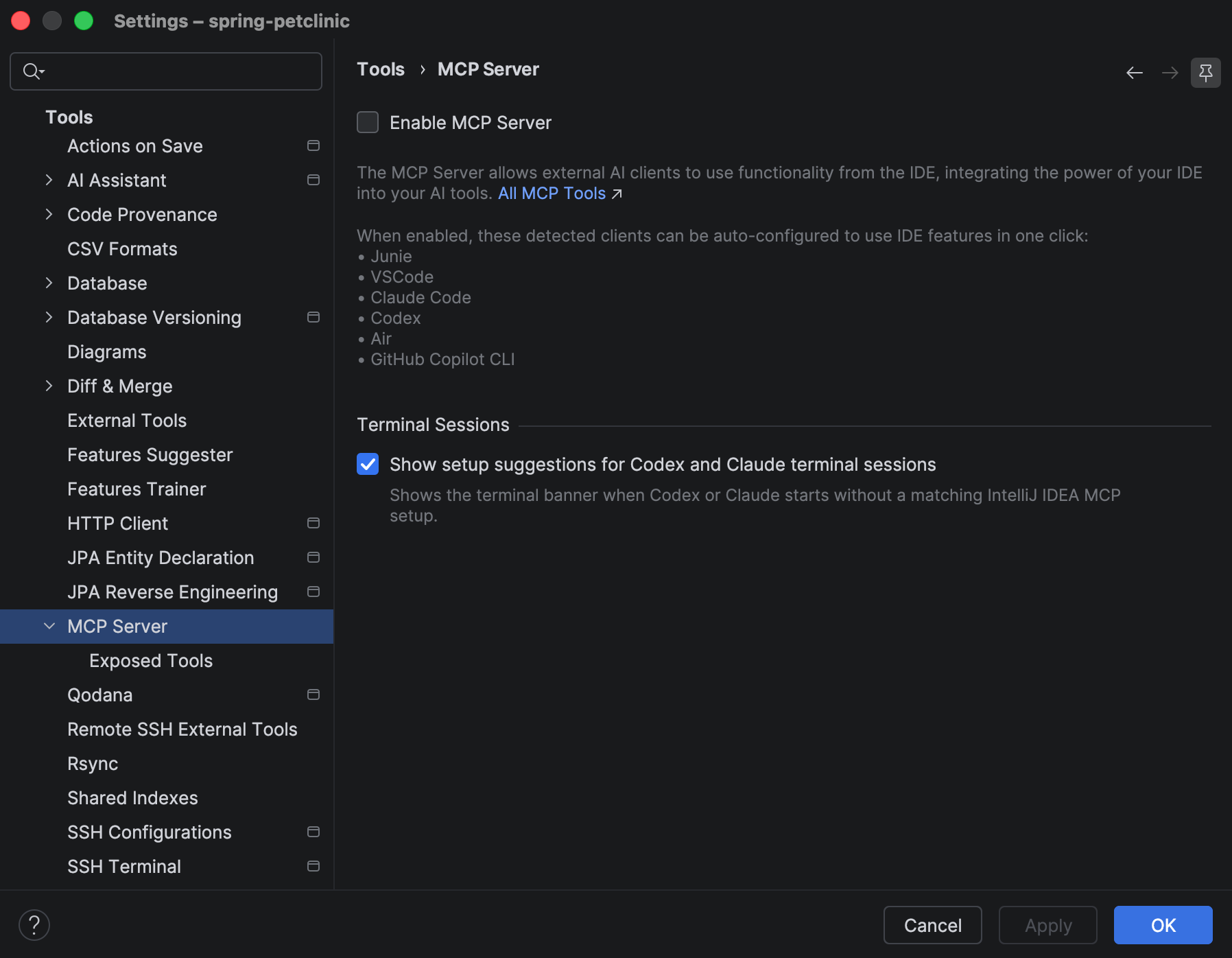 Select the Enable MCP Server checkbox Select the Enable MCP Server checkbox