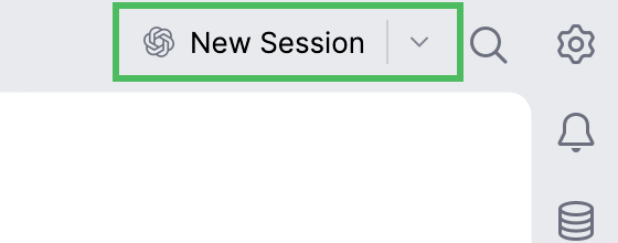 Main toolbar with the agent widget icon and dropdown arrow highlighted for starting a new agent session.