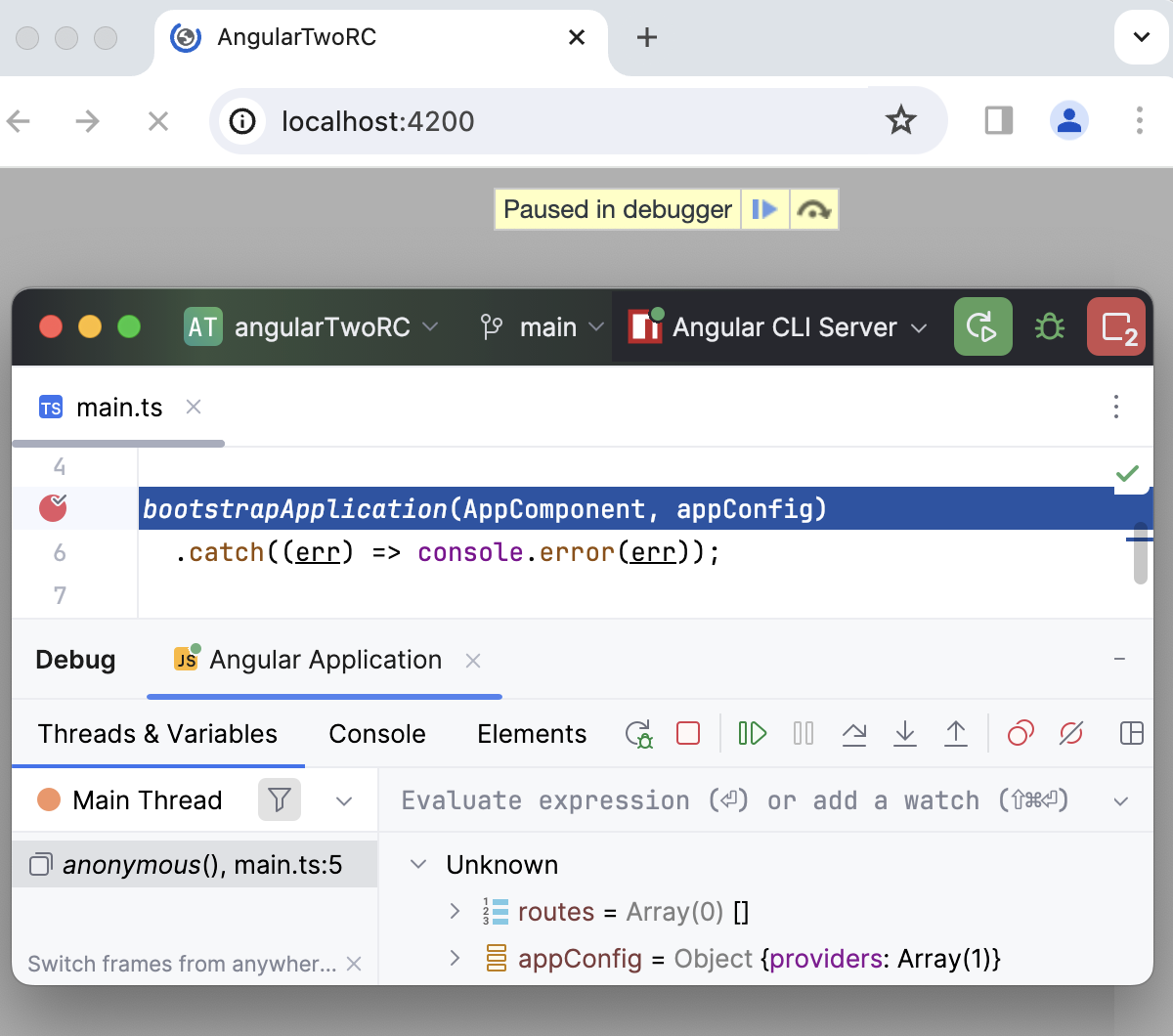 Debugging session Debugging session