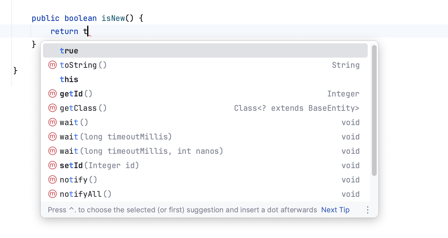 Basic code completion Basic code completion