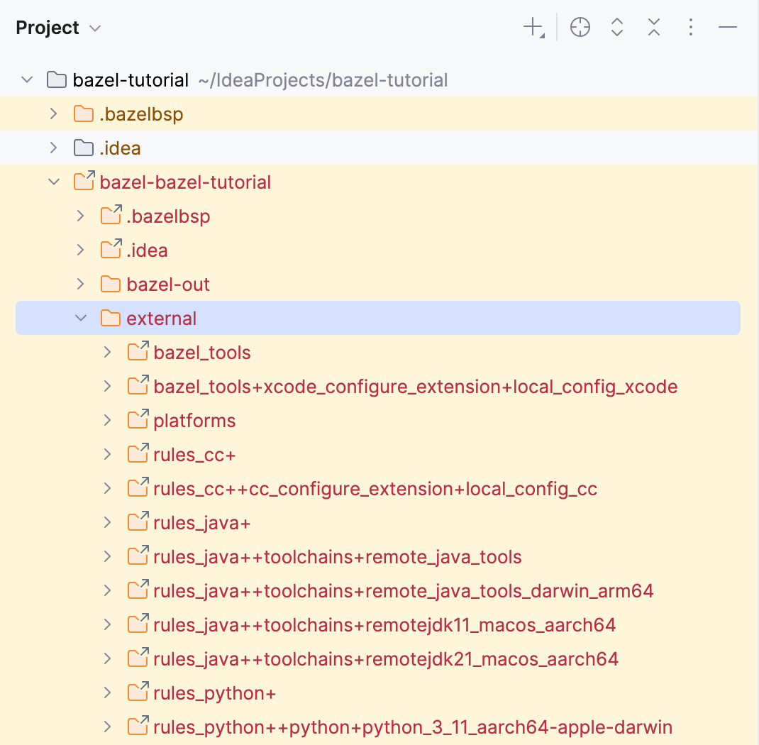 External dependencies in the project view External dependencies in the project view