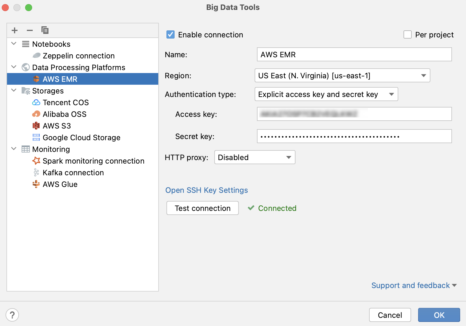 Configure AWS EMR connection Configure AWS EMR connection