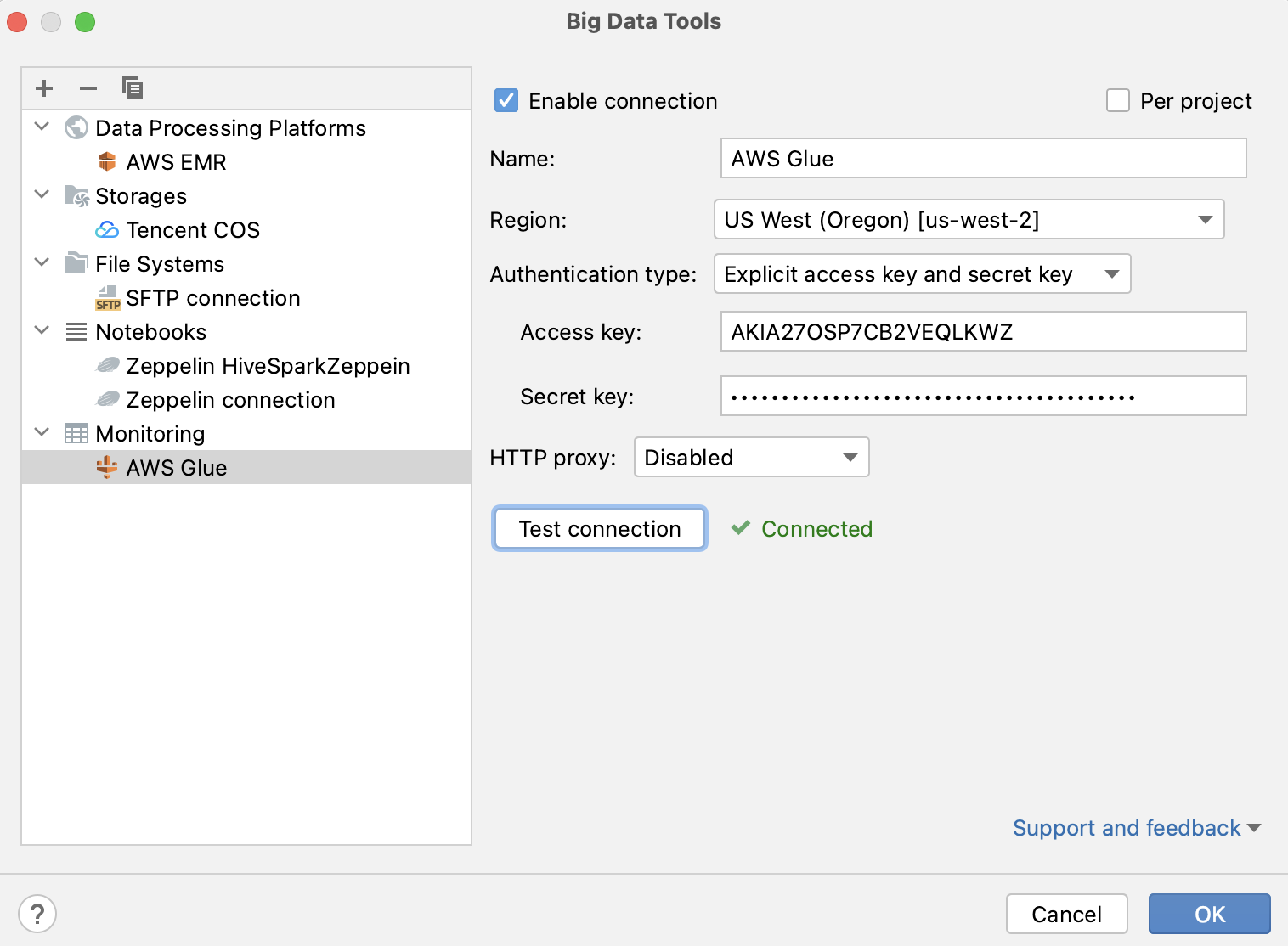 Configure AWS Glue connection Configure AWS Glue connection