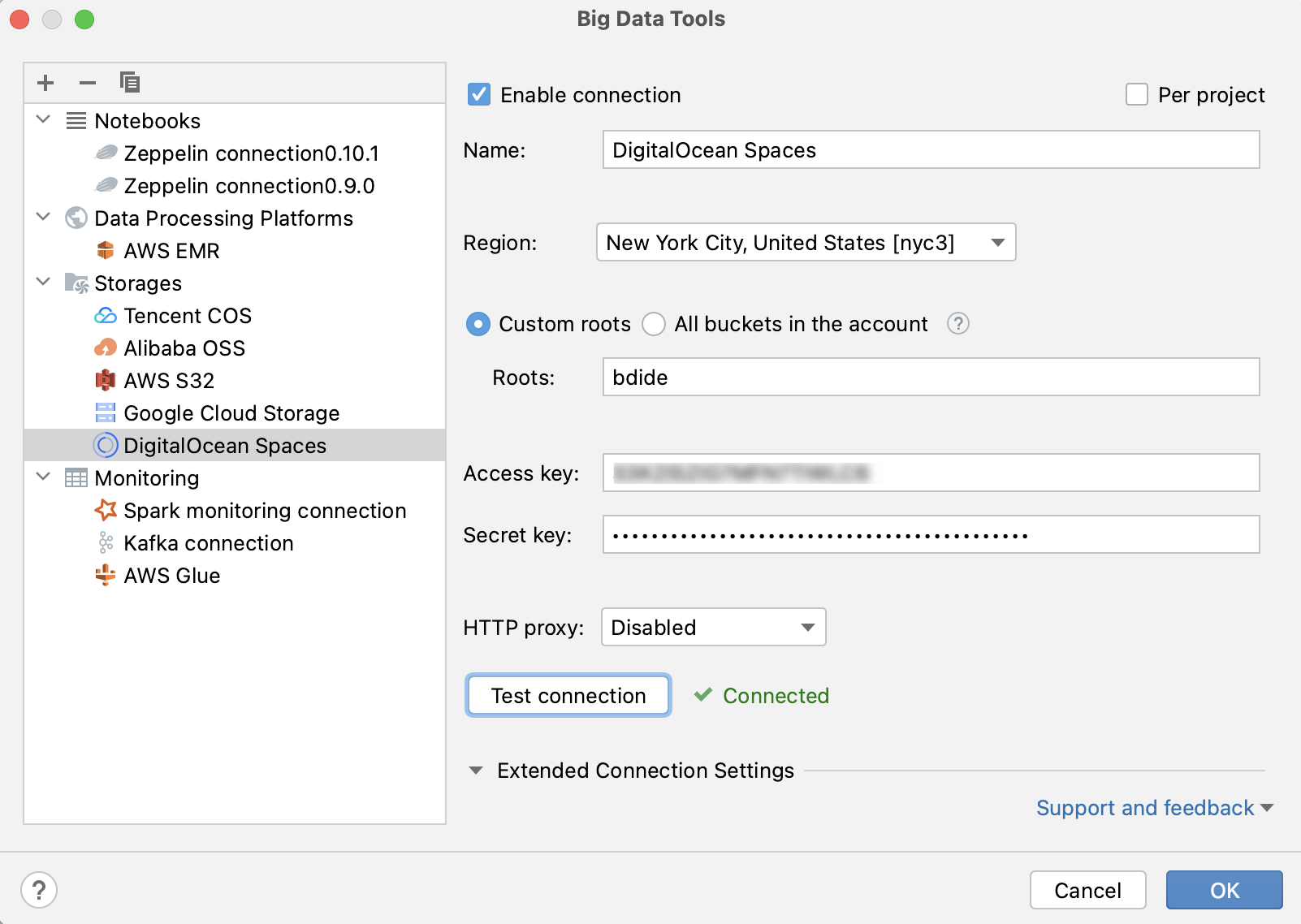 Configure DigitalOcean Spaces connection Configure DigitalOcean Spaces connection