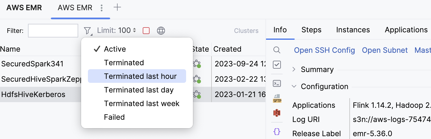Filter clusters Filter clusters