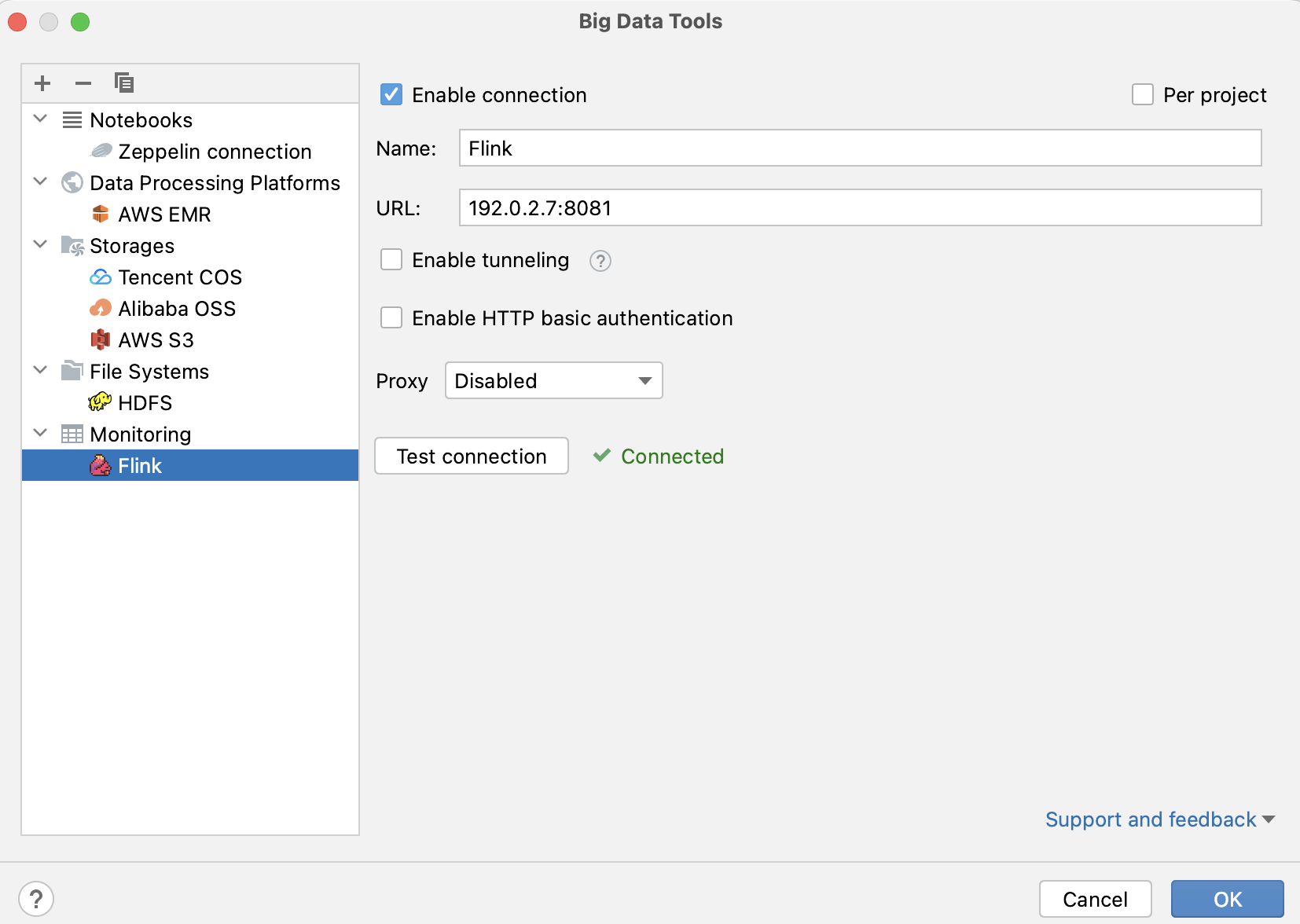 Configure Flink connection Configure Flink connection