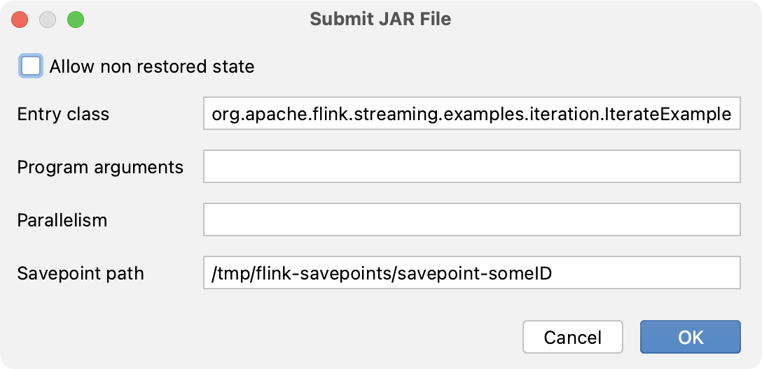 Submit JAR File dialog Submit JAR File dialog