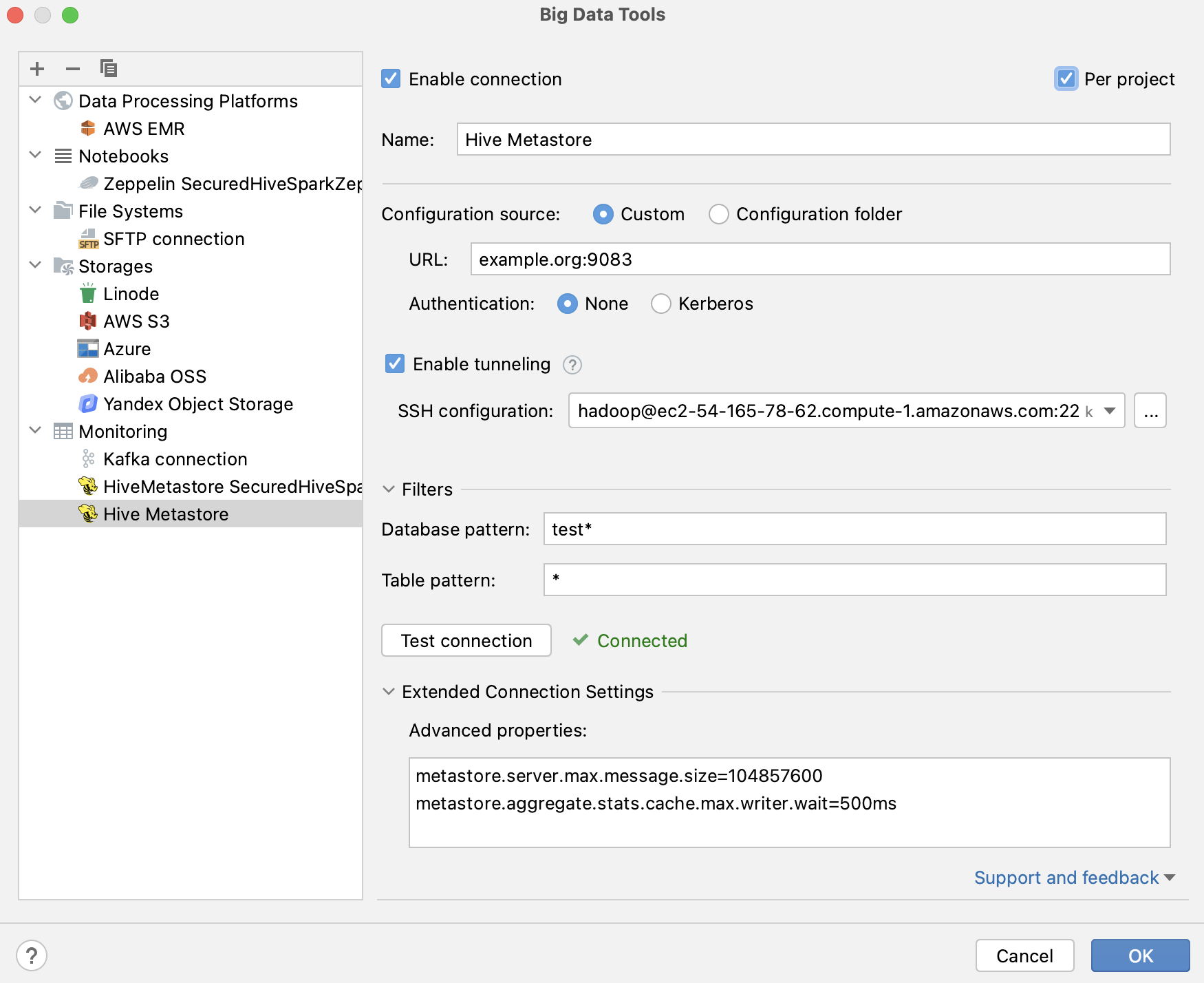 Configure Hive connection Configure Hive connection