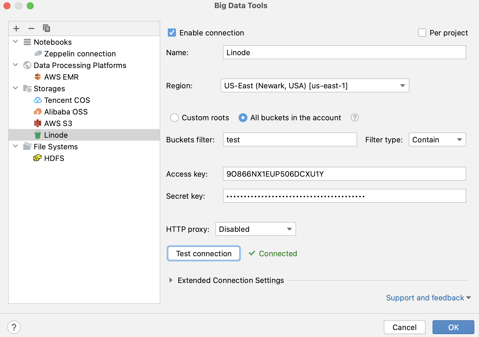 Configure Linode connection Configure Linode connection