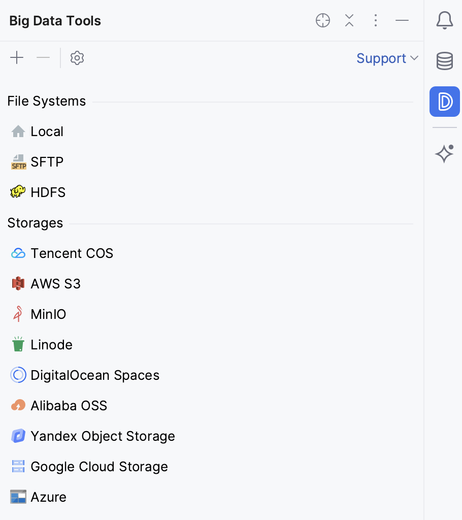 Big Data Tools tool window Big Data Tools tool window