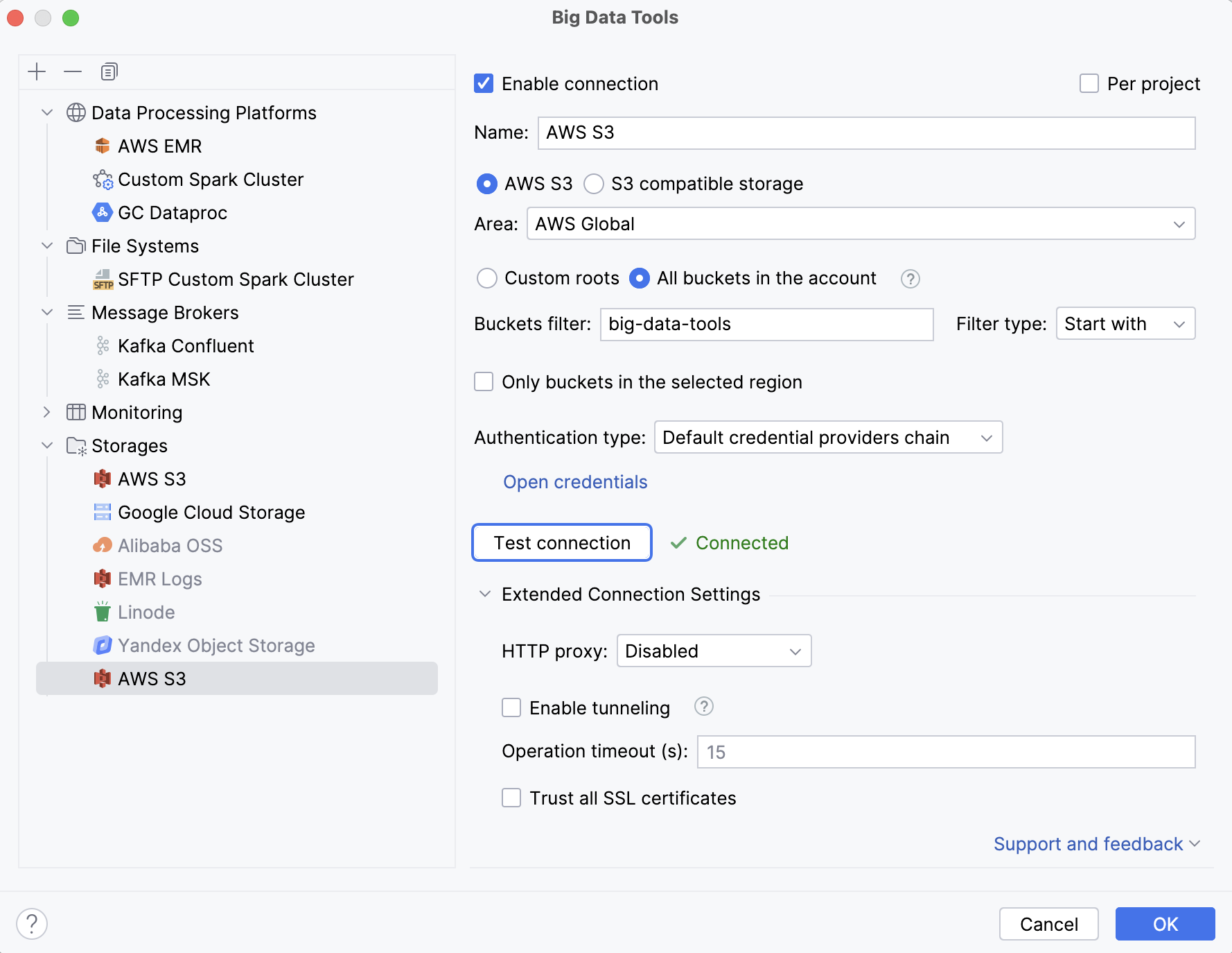 Configure S3 connection Configure S3 connection
