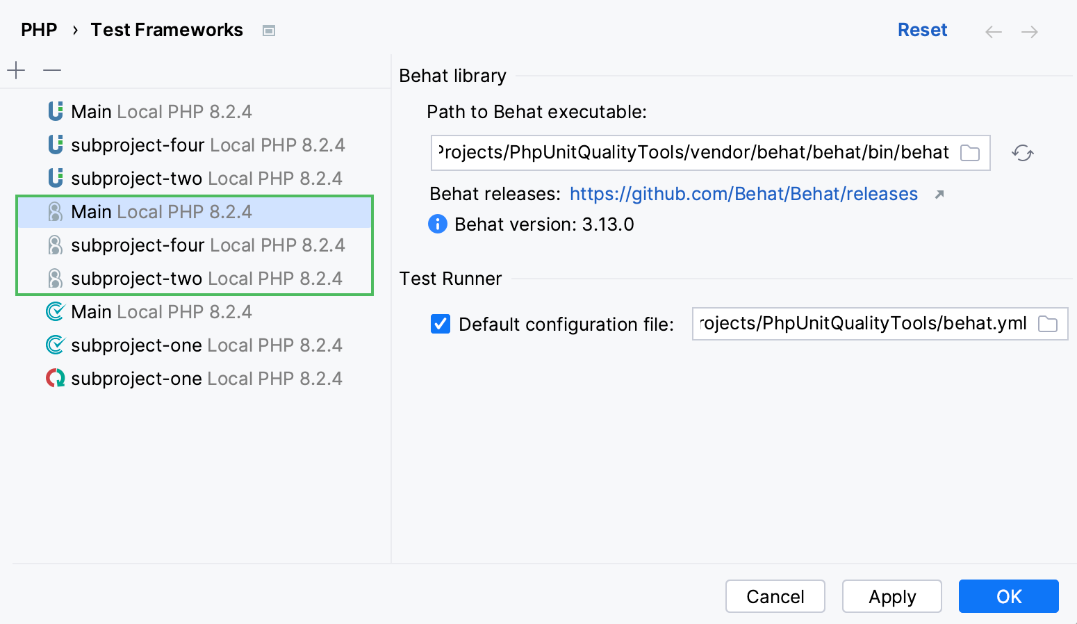 Behat configurations Behat configurations