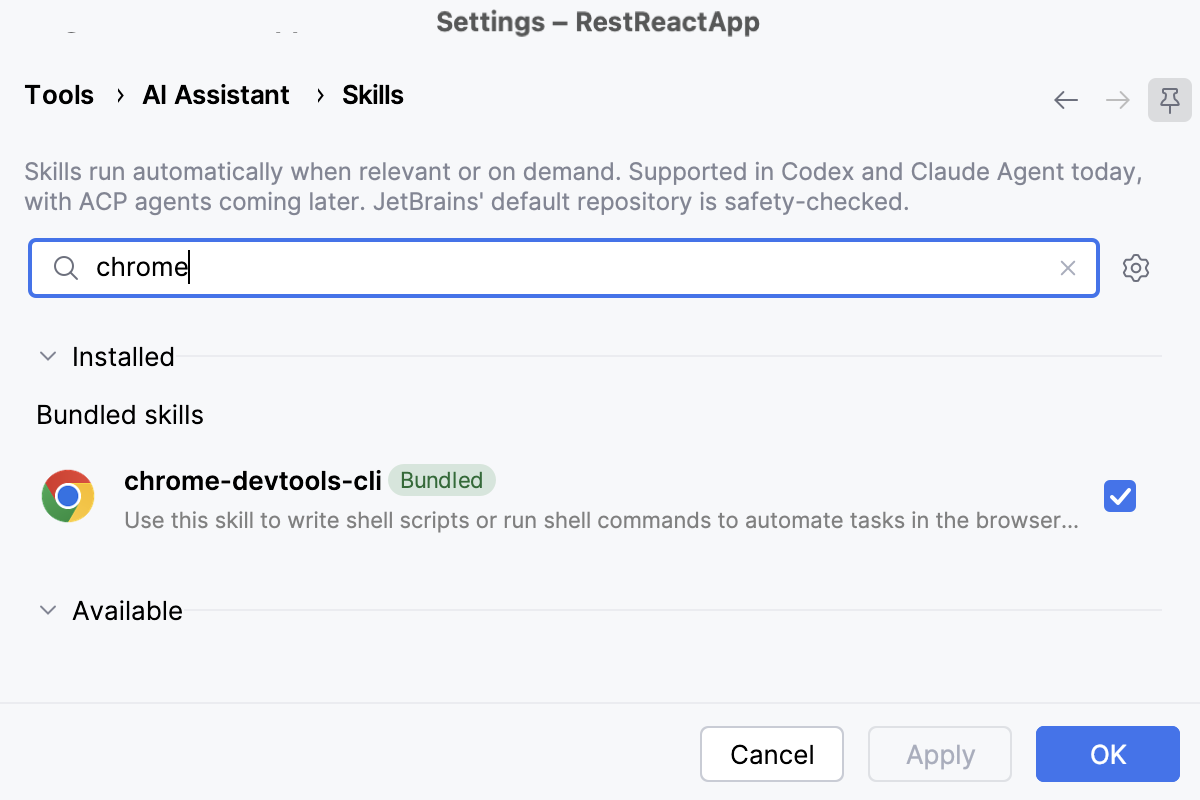 Chrome-devtools-cli skill enabled Chrome-devtools-cli skill enabled