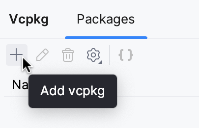 在 vcpkg 工具窗口中添加 vcpkg 按钮