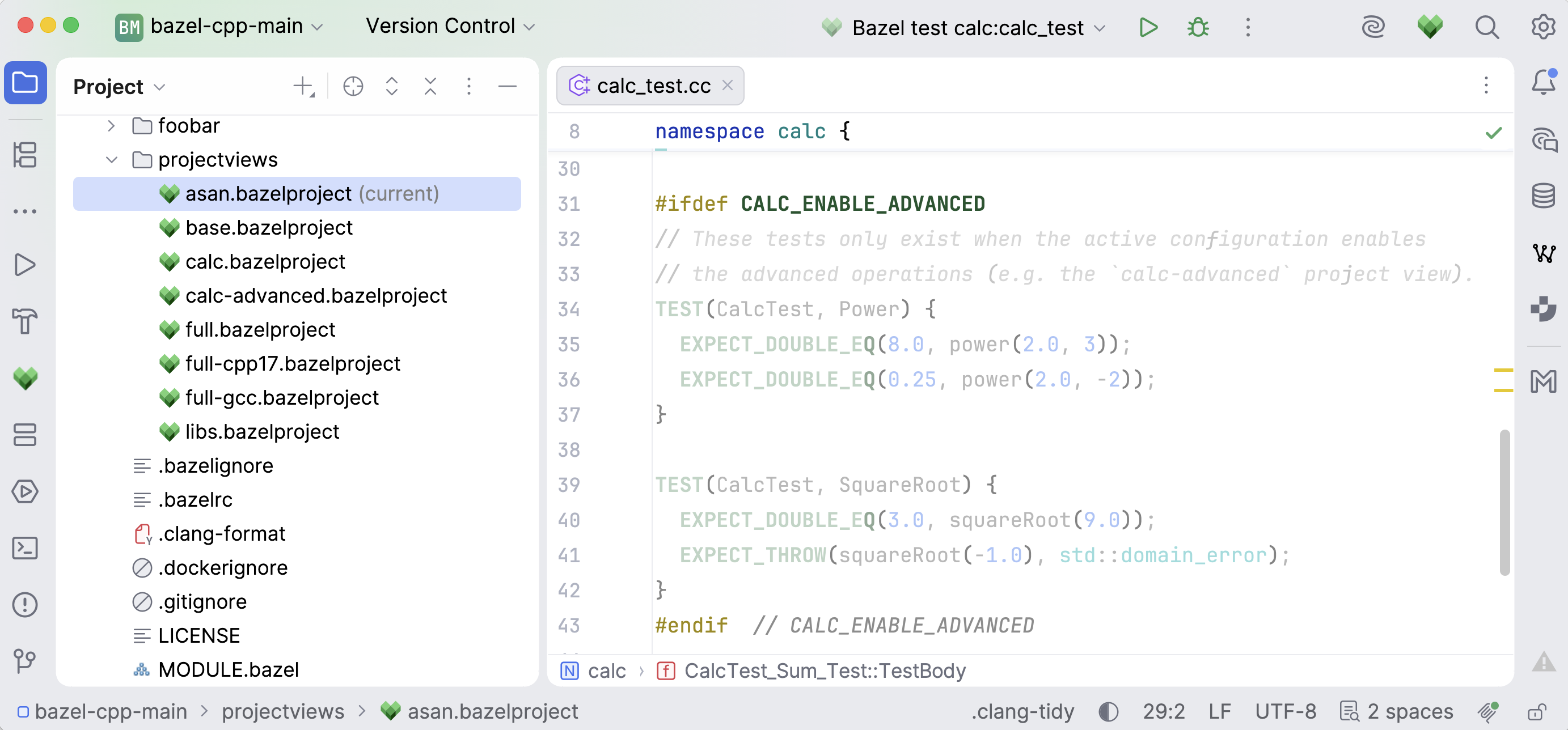 Before switching the active project view