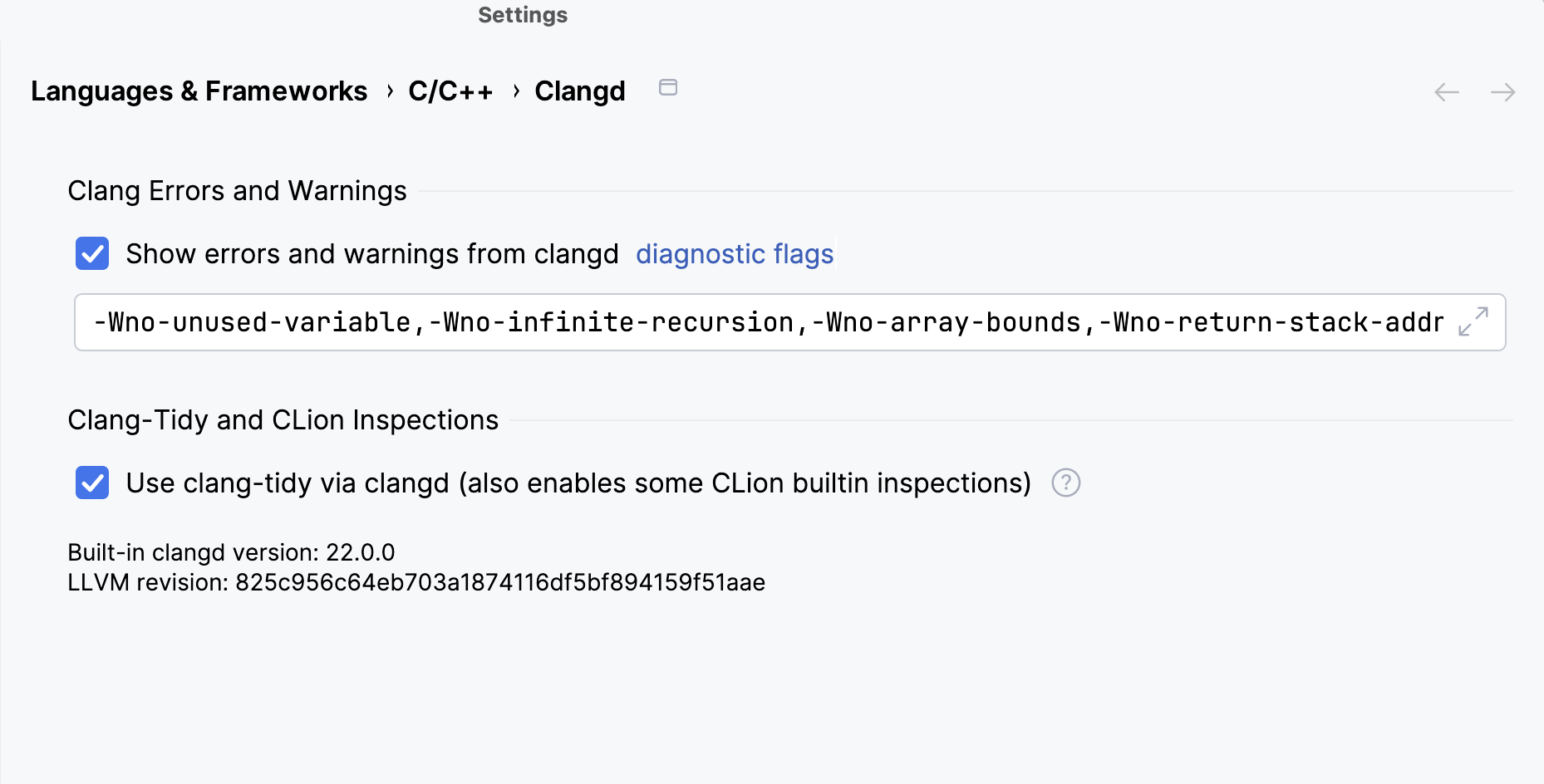 Clangd settings Clangd settings