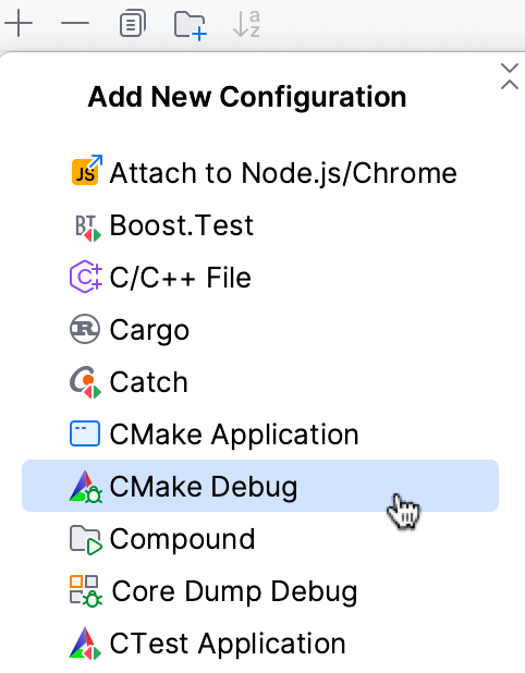 添加 CMake 调试配置 添加 CMake 调试配置