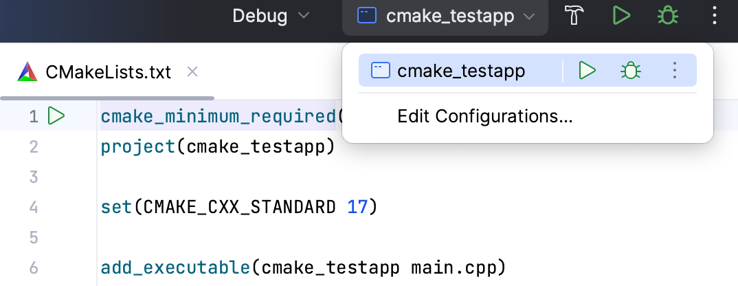 新建 CMake 项目的默认配置 新建 CMake 项目的默认配置