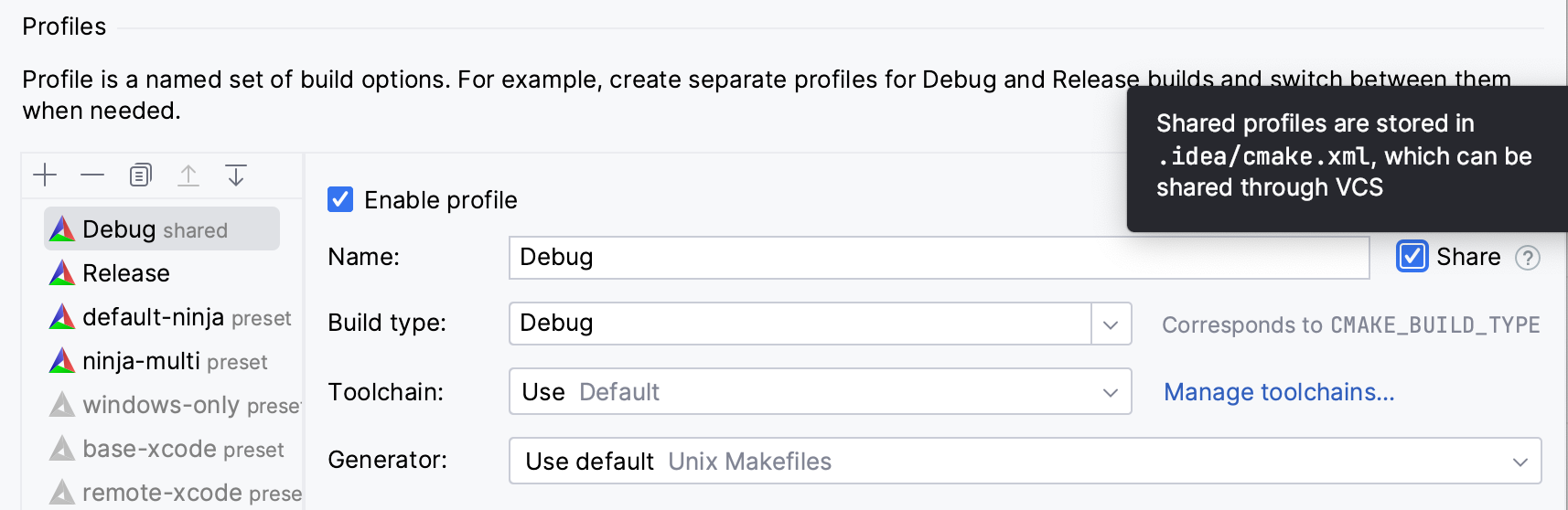 共享的 CMake 配置文件 共享的 CMake 配置文件