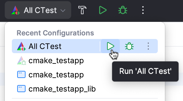 运行 CTest 配置 运行 CTest 配置