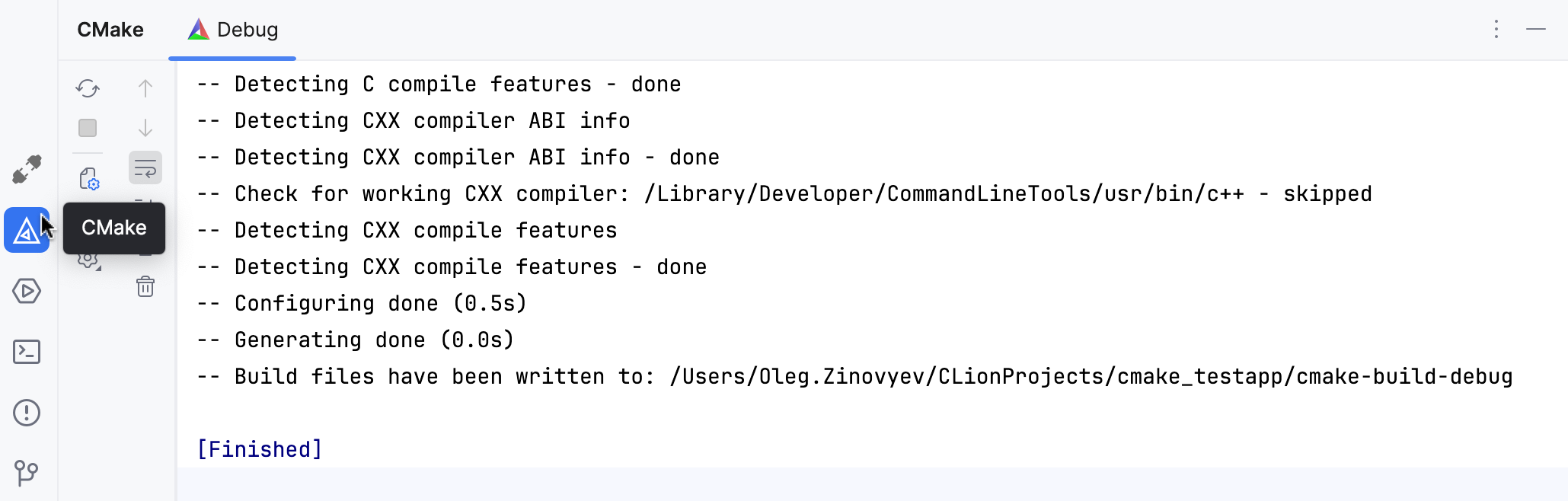 CMake 工具窗口 CMake 工具窗口