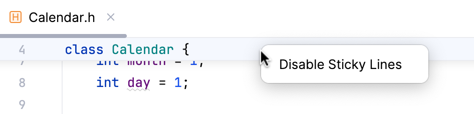 Disable sticky lines Disable sticky lines