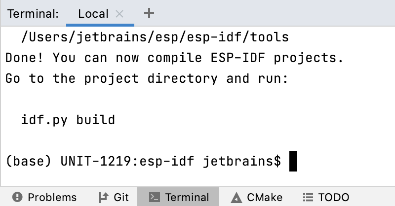 设置 ESP-IDF 环境的结果 设置 ESP-IDF 环境的结果