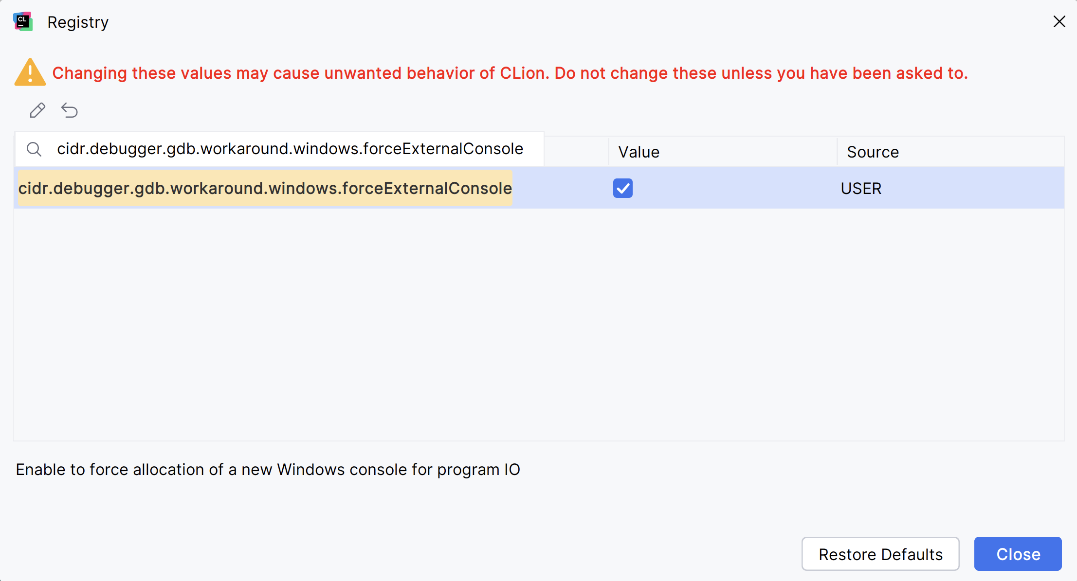 启用 Windows 上外部 GDB 控制台的注册表键 启用 Windows 上外部 GDB 控制台的注册表键