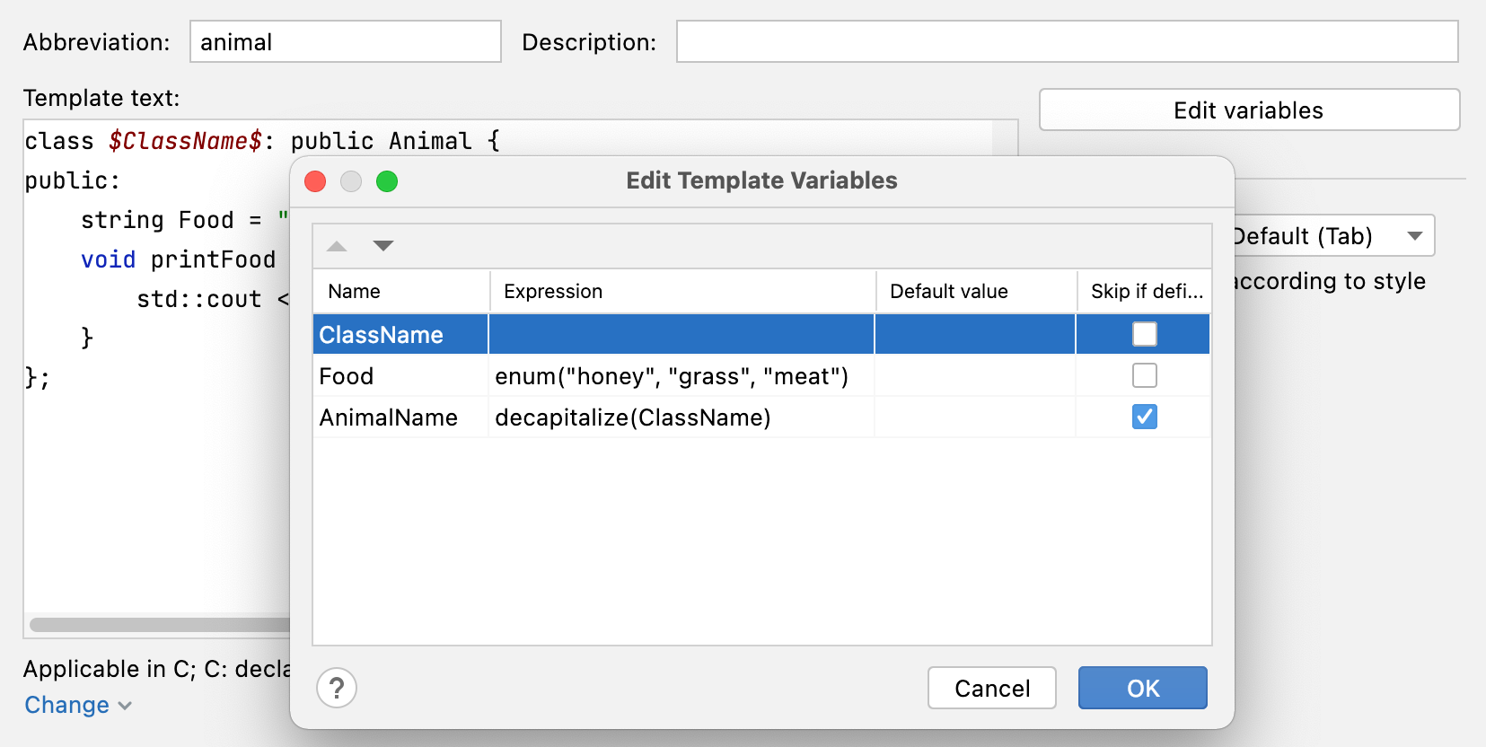 Edit template variables Edit template variables